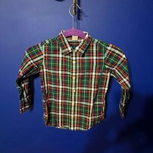 Gap Plaid Button Up Shirt Boys Size  5 Years Green & Blue Long Sleeve